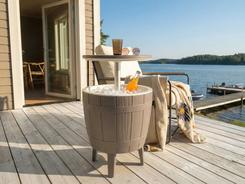 Kjølebar/barbord utendørs Silg 49 cm - beige/grå/hvit - Hagemøbler - Hagebord - Barbord