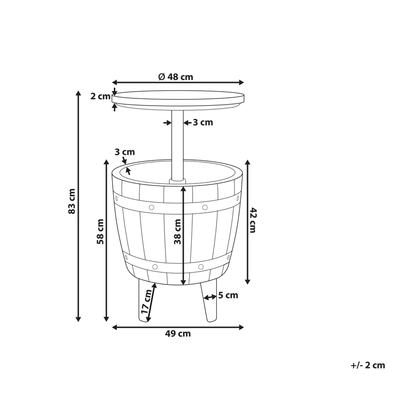 Kjølebar/barbord utendørs Silg 49 cm - beige/grå/hvit - Hagemøbler - Hagebord - Barbord