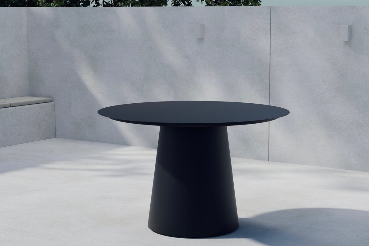 Lanzo rundt spisebord 120 cm utendørs - Svart