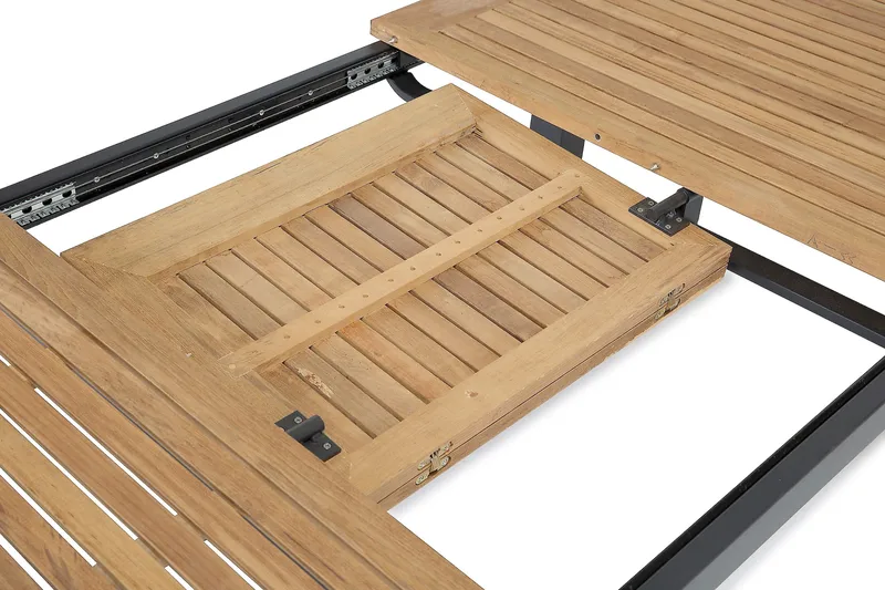 Las Vegas Uttrekkbart Spisebord 220/280x100 cm - Svart/Teak - Hagemøbler - Hagebord - Spisebord ute