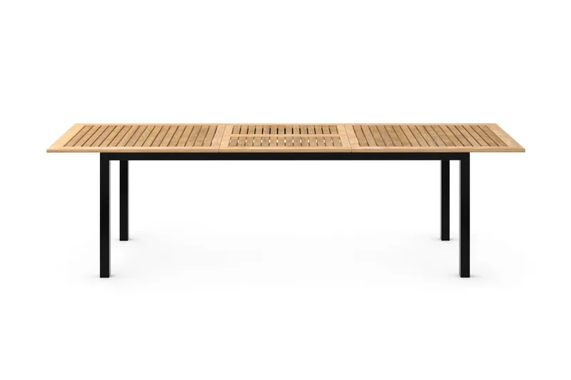 Las Vegas Uttrekkbart Spisebord 220/280x100 cm - Svart/Teak - Hagemøbler - Hagebord - Spisebord ute