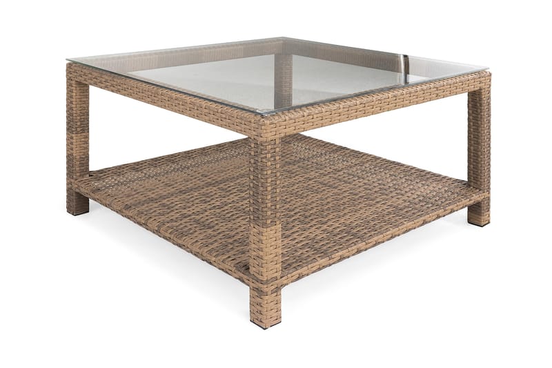 Bahamas Bord med Hylle 75x75 cm - Sand - Hagemøbler - Hagebord - Loungebord & Sofabord utendørs