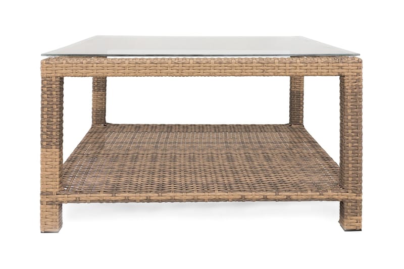 Bahamas Bord med Hylle 75x75 cm - Sand - Hagemøbler - Hagebord - Loungebord & Sofabord utendørs