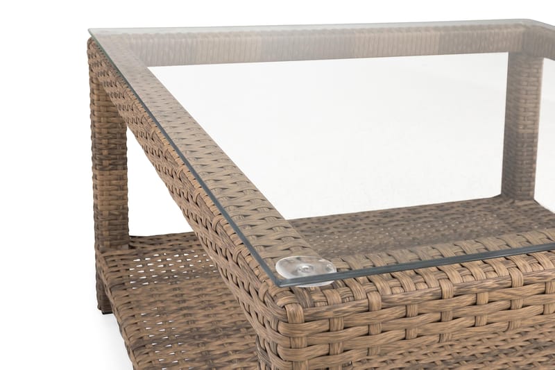 Bahamas Bord med Hylle 75x75 cm - Sand - Hagemøbler - Hagebord - Loungebord & Sofabord utendørs