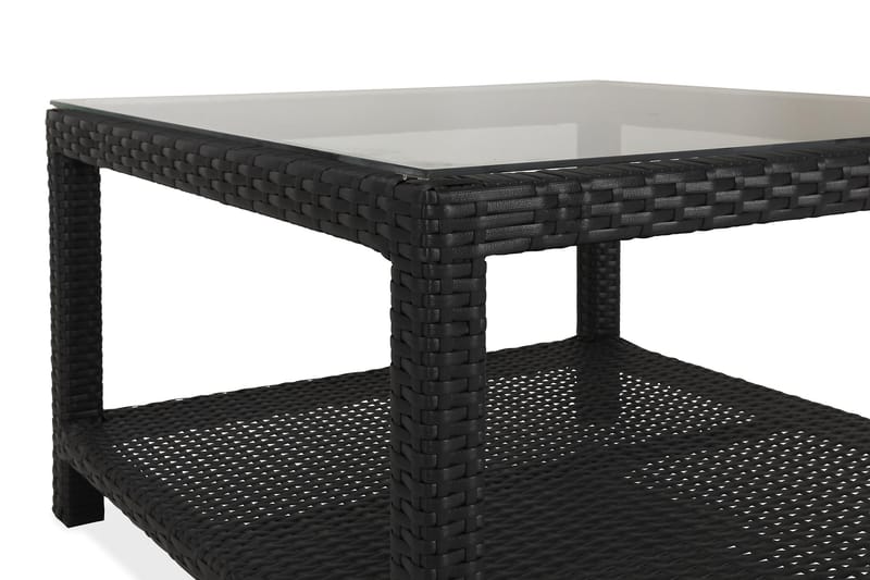 Bahamas Bord med Hylle 75x75 cm - Svart - Hagemøbler - Hagebord - Loungebord & Sofabord utendørs