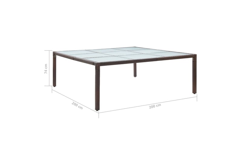 Hagebord brun 200x200x74 cm polyrotting - Hagemøbler - Hagebord - Loungebord & Sofabord utendørs