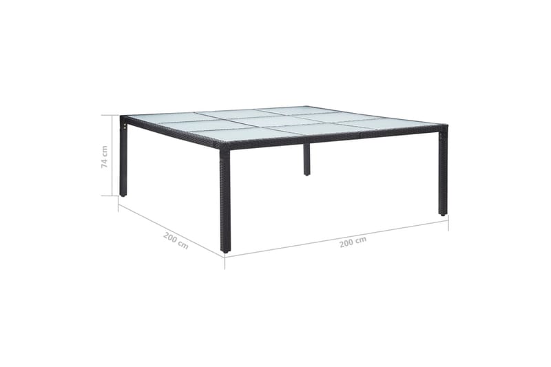 Hagebord svart 200x200x74 cm polyrotting - Hagemøbler - Hagebord - Loungebord & Sofabord utendørs