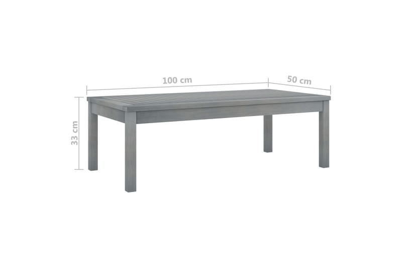 Salongbord 100x50x33 cm grå heltre akasie - Grå - Loungebord & Sofabord utendørs - Balkongbord