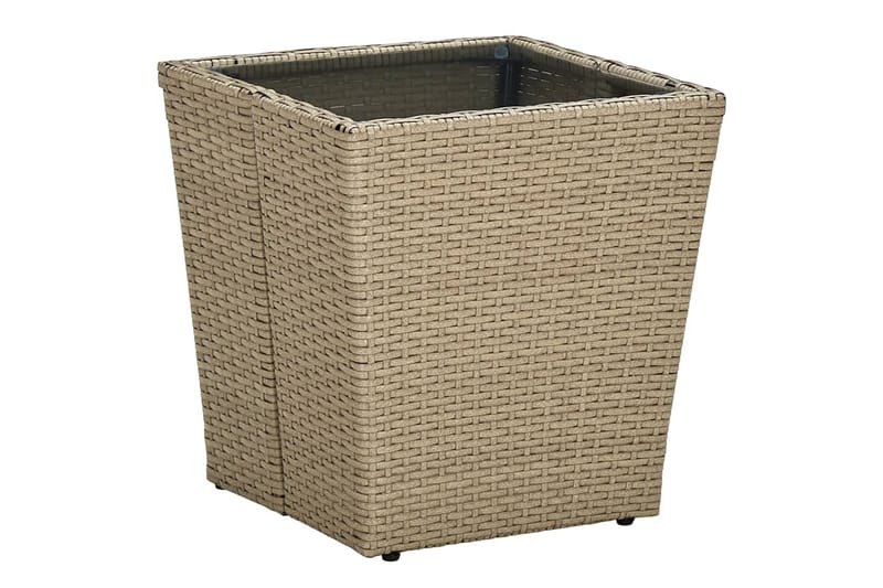 Tebord beige 41,5x41,5x44 cm polyrotting og herdet glass - Beige - Hagemøbler - Hagebord - Loungebord & Sofabord utendørs