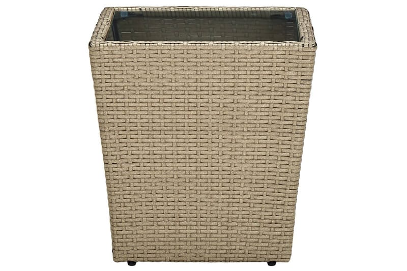 Tebord beige 41,5x41,5x44 cm polyrotting og herdet glass - Beige - Hagemøbler - Hagebord - Loungebord & Sofabord utendørs