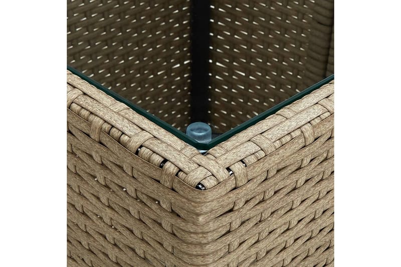 Tebord beige 41,5x41,5x44 cm polyrotting og herdet glass - Beige - Hagemøbler - Hagebord - Loungebord & Sofabord utendørs