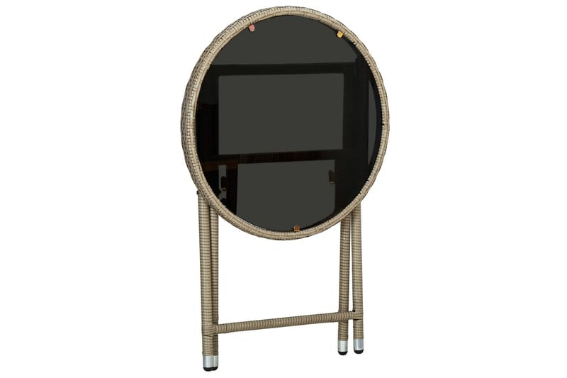 Tebord beige 60 cm polyrotting og herdet glass - Beige - Hagemøbler - Hagebord - Loungebord & Sofabord utendørs