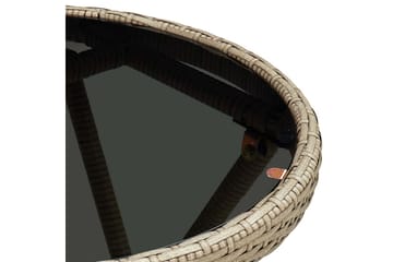 Tebord beige 60 cm polyrotting og herdet glass - Beige - Hagemøbler - Hagebord - Loungebord & Sofabord utendørs