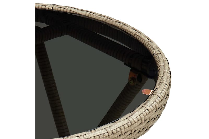 Tebord beige 60 cm polyrotting og herdet glass - Beige - Hagemøbler - Hagebord - Loungebord & Sofabord utendørs