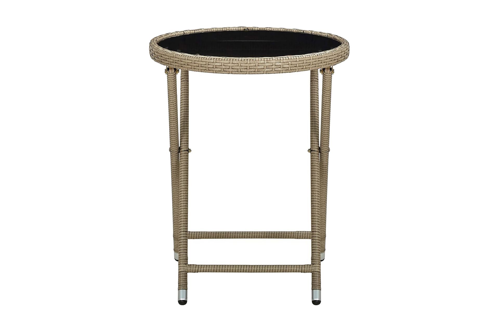 Tebord beige 60 cm polyrotting og herdet glass - Beige - Hagemøbler - Hagebord - Loungebord & Sofabord utendørs