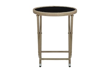 Tebord beige 60 cm polyrotting og herdet glass - Beige - Hagemøbler - Hagebord - Loungebord & Sofabord utendørs