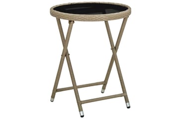 Tebord beige 60 cm polyrotting og herdet glass - Beige - Hagemøbler - Hagebord - Loungebord & Sofabord utendørs