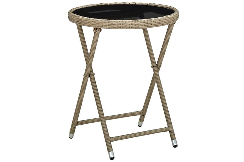 Tebord beige 60 cm polyrotting og herdet glass - Beige - Hagemøbler - Hagebord - Loungebord & Sofabord utendørs