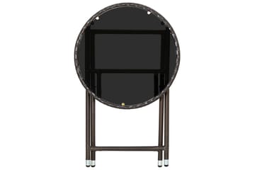 Tebord brun 60 cm polyrotting og herdet glass - Brun - Hagemøbler - Hagebord - Loungebord & Sofabord utendørs