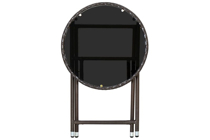 Tebord brun 60 cm polyrotting og herdet glass - Brun - Hagemøbler - Hagebord - Loungebord & Sofabord utendørs
