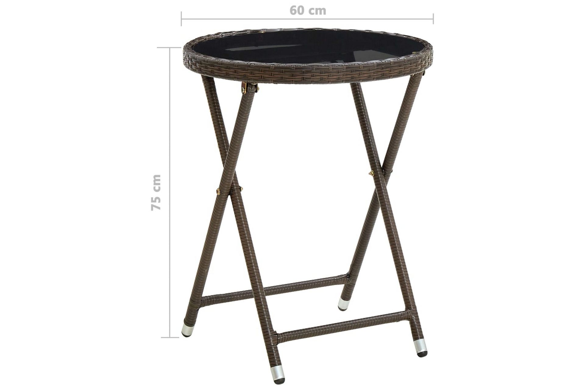 Tebord brun 60 cm polyrotting og herdet glass - Brun - Hagemøbler - Hagebord - Loungebord & Sofabord utendørs