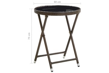Tebord brun 60 cm polyrotting og herdet glass - Brun - Hagemøbler - Hagebord - Loungebord & Sofabord utendørs