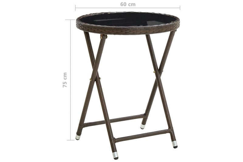 Tebord brun 60 cm polyrotting og herdet glass - Brun - Hagemøbler - Hagebord - Loungebord & Sofabord utendørs