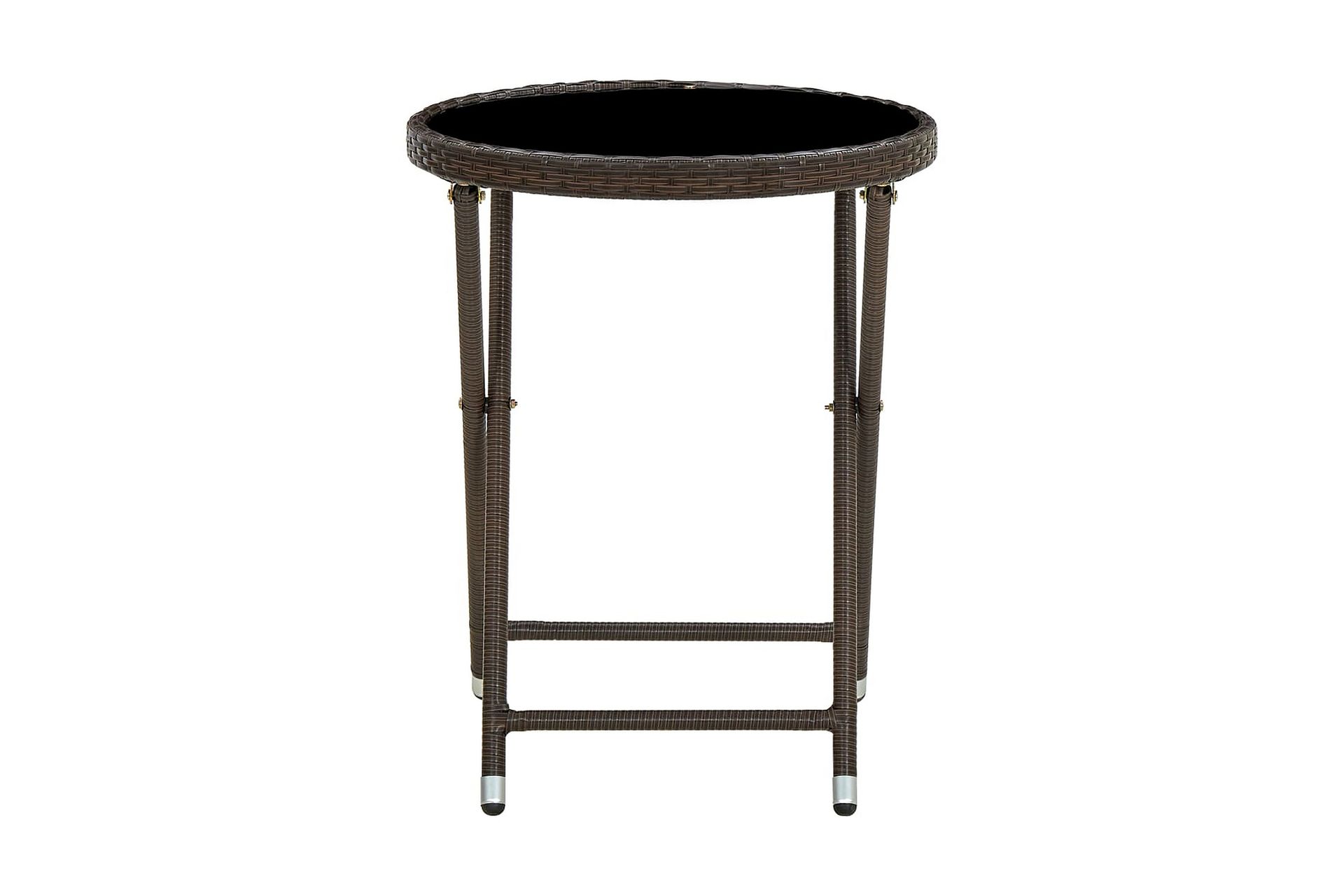 Tebord brun 60 cm polyrotting og herdet glass - Brun - Hagemøbler - Hagebord - Loungebord & Sofabord utendørs