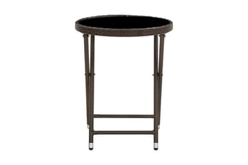 Tebord brun 60 cm polyrotting og herdet glass - Brun - Hagemøbler - Hagebord - Loungebord & Sofabord utendørs