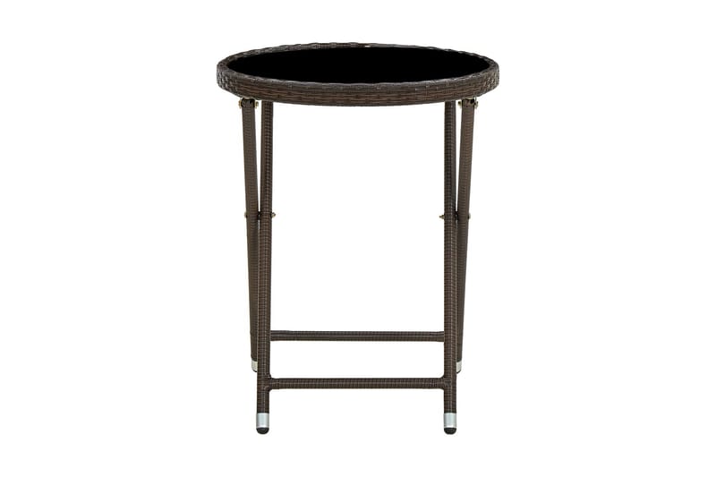Tebord brun 60 cm polyrotting og herdet glass - Brun - Hagemøbler - Hagebord - Loungebord & Sofabord utendørs