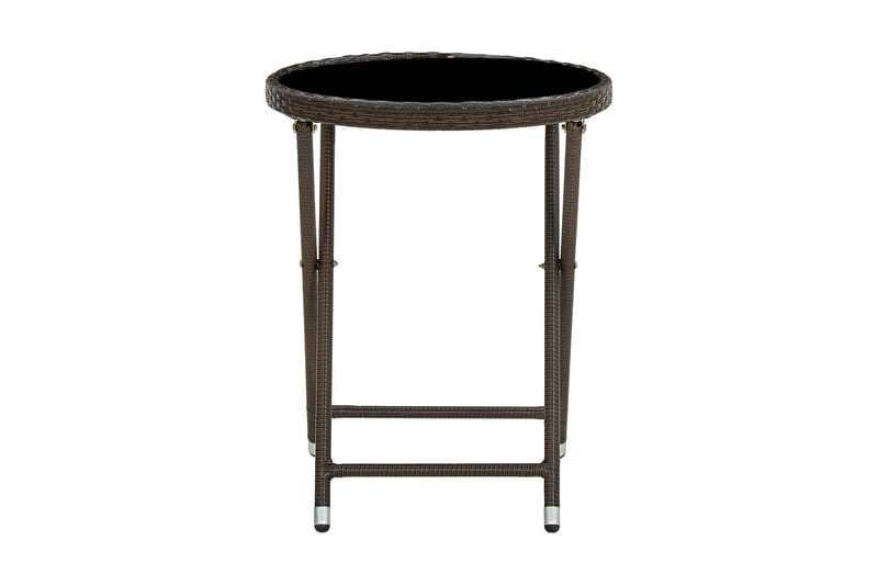 Tebord brun 60 cm polyrotting og herdet glass - Brun - Loungebord & Sofabord utendørs - Balkongbord