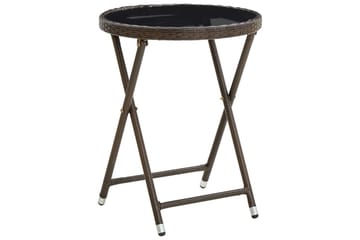 Tebord brun 60 cm polyrotting og herdet glass - Brun - Hagemøbler - Hagebord - Loungebord & Sofabord utendørs