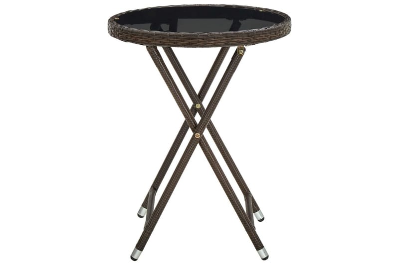 Tebord brun 60 cm polyrotting og herdet glass - Brun - Hagemøbler - Hagebord - Loungebord & Sofabord utendørs