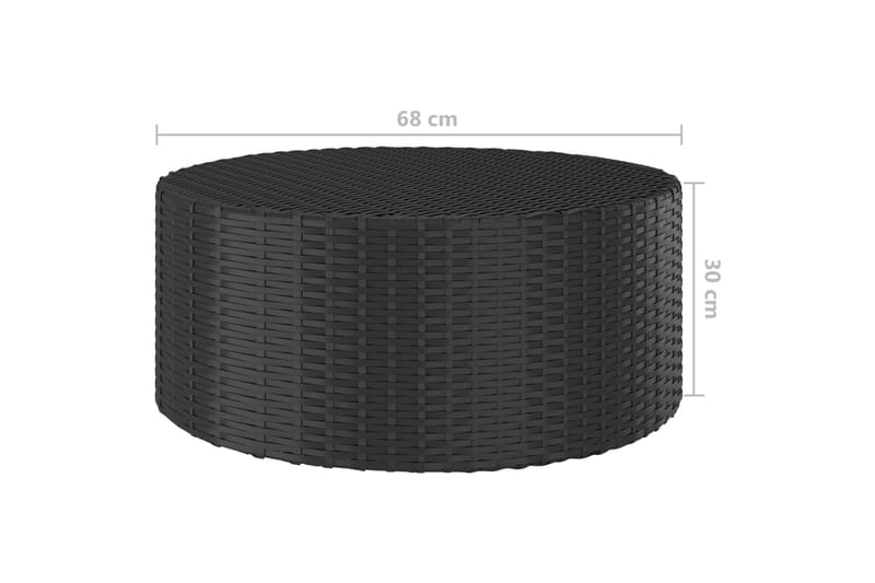 Tebord svart 68x68x30 cm polyrotting - Svart - Loungebord & Sofabord utendørs - Balkongbord