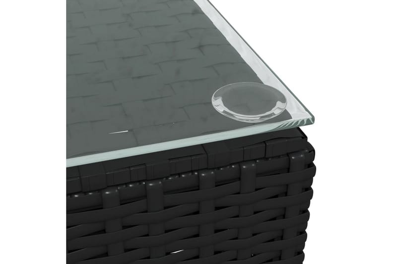 Utendørs salongbord svart 60x60x30 cm polyrotting og glass - Svart - Balkongbord - Loungebord & Sofabord utendørs