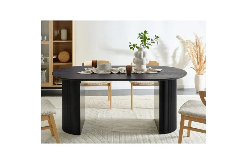 Matbord Beliani Savory Ljus trä Black - Hagemøbler - Hagebord - Spisebord ute