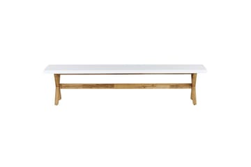 Matsalsset Beliani Olbia med bänkar 6-Sits White||Light wood - Hagemøbler - Hagegruppe - Spisegrupper hage