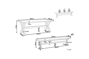 Matsalsset Beliani Olbia med bänkar 6-Sits White||Light wood - Hagemøbler - Hagegruppe - Spisegrupper hage