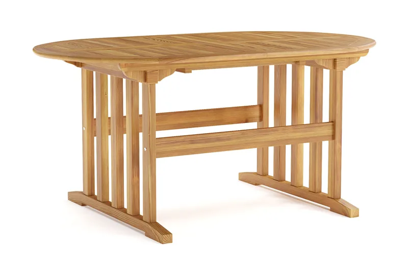Menorca ovalt uttrekkbart spisebord i tre utendørs 90x150 cm, Teak / natur