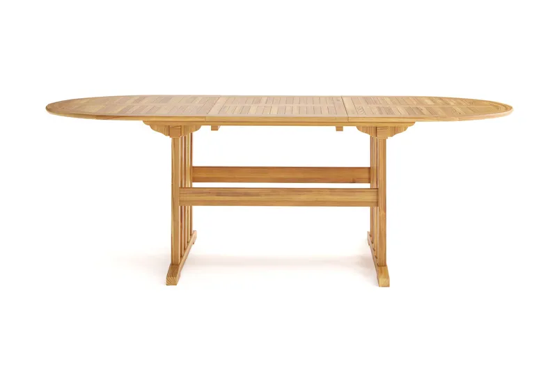 Menorca ovalt uttrekkbart spisebord i tre utendørs 90x150 cm - Teak / natur - Hagemøbler - Hagebord - Spisebord ute