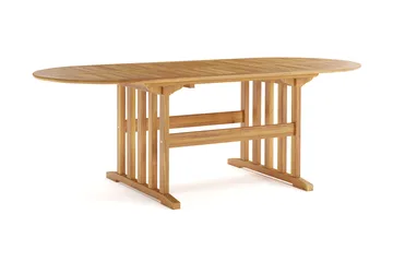 Menorca ovalt uttrekkbart spisebord i tre utendørs 90x150 cm - Teak / natur - Hagemøbler - Hagebord - Spisebord ute