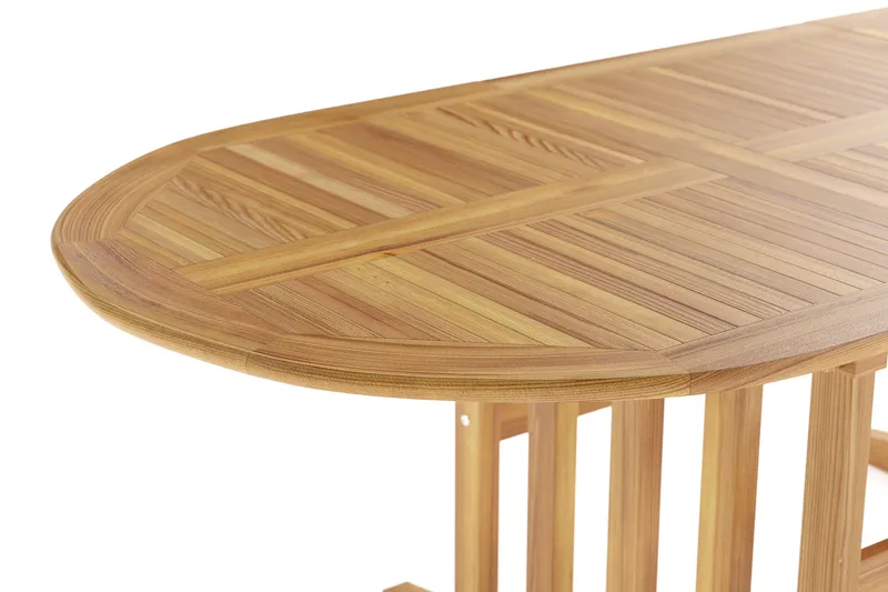 Menorca ovalt uttrekkbart spisebord i tre utendørs 90x150 cm - Teak / natur - Hagemøbler - Hagebord - Spisebord ute