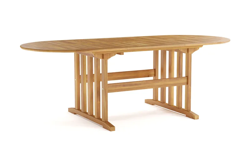 Menorca ovalt uttrekkbart spisebord i tre utendørs 90x150 cm - Teak / natur - Hagemøbler - Hagebord - Spisebord ute