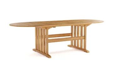 Menorca stort ovalt uttrekkbart spisebord i tre utendørs 100x180 cm - Teak / natur - Hagemøbler - Hagebord - Spisebord ute