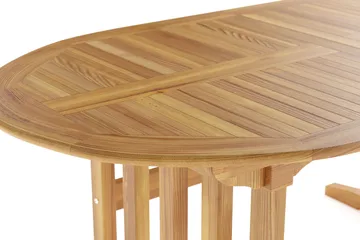 Menorca stort ovalt uttrekkbart spisebord i tre utendørs 100x180 cm - Teak / natur - Hagemøbler - Hagebord - Spisebord ute