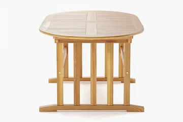 Menorca stort ovalt uttrekkbart spisebord i tre utendørs 100x180 cm - Teak / natur - Hagemøbler - Hagebord - Spisebord ute