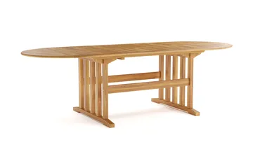 Menorca stort ovalt uttrekkbart spisebord i tre utendørs 100x180 cm - Teak / natur - Hagemøbler - Hagebord - Spisebord ute