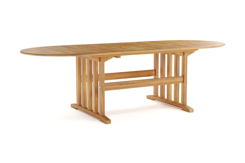 Menorca stort ovalt uttrekkbart spisebord i tre utendørs 100x180 cm - Teak / natur - Hagemøbler - Hagebord - Spisebord ute