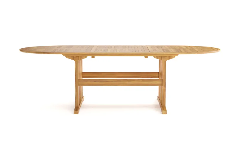 Menorca stort ovalt uttrekkbart spisebord i tre utendørs 100x180 cm - Teak / natur - Hagemøbler - Hagebord - Spisebord ute