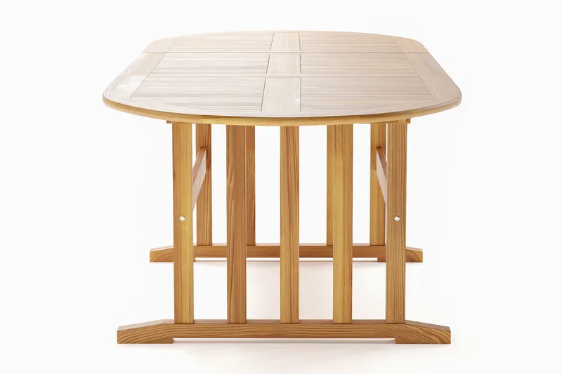 Menorca stort ovalt uttrekkbart spisebord i tre utendørs 100x180 cm - Teak / natur - Hagemøbler - Hagebord - Spisebord ute